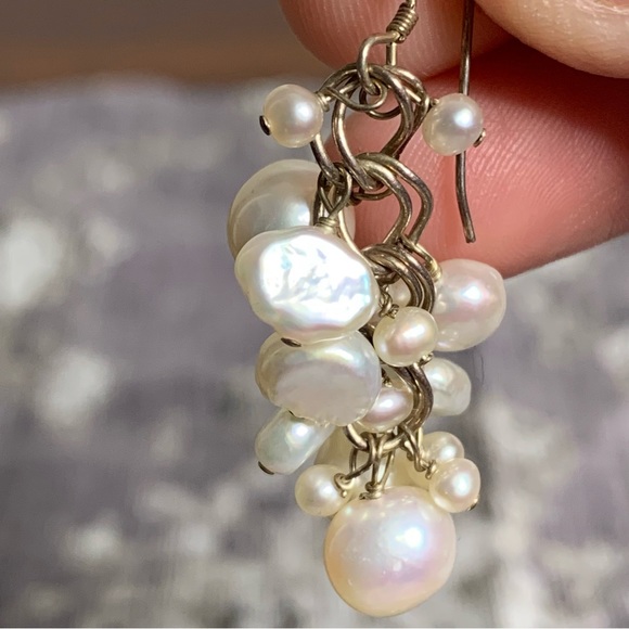 Sterling Silver and Pearl Drop Earrings - Picture 4 of 7